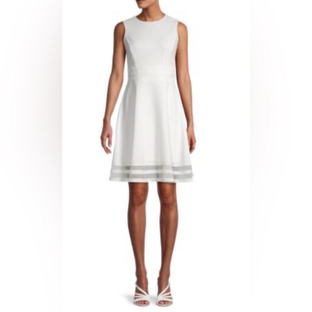 NWT. Calvin Klein white, sleeveless dress. Sz 2